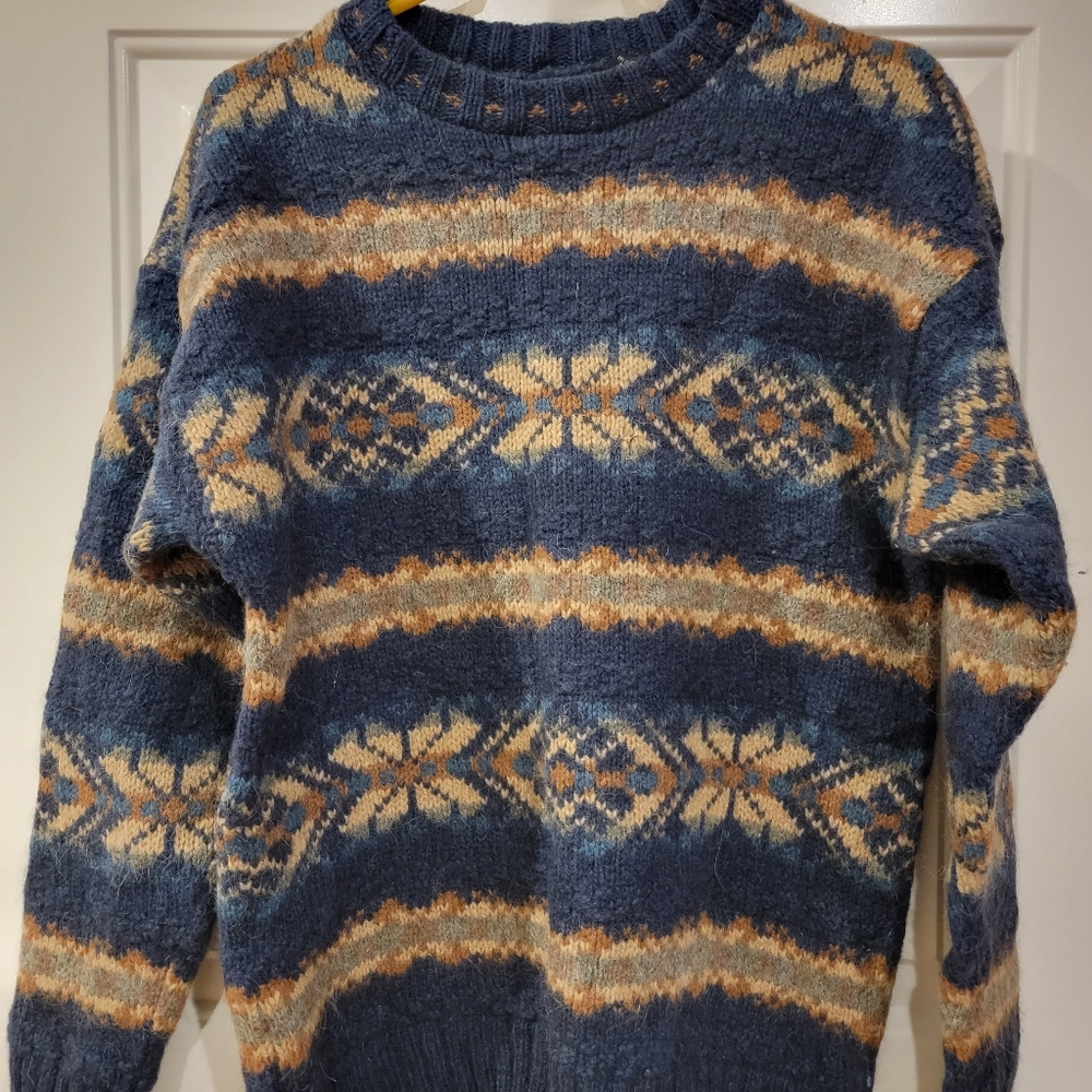 Blue Vintage Wool Sweater Made In England By Structure Sz XL